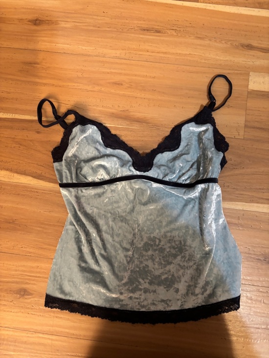 Victoria's Secret Other - Y2K Victoria's Secret Angels Light Blue Velvet Chemise with Black Lace